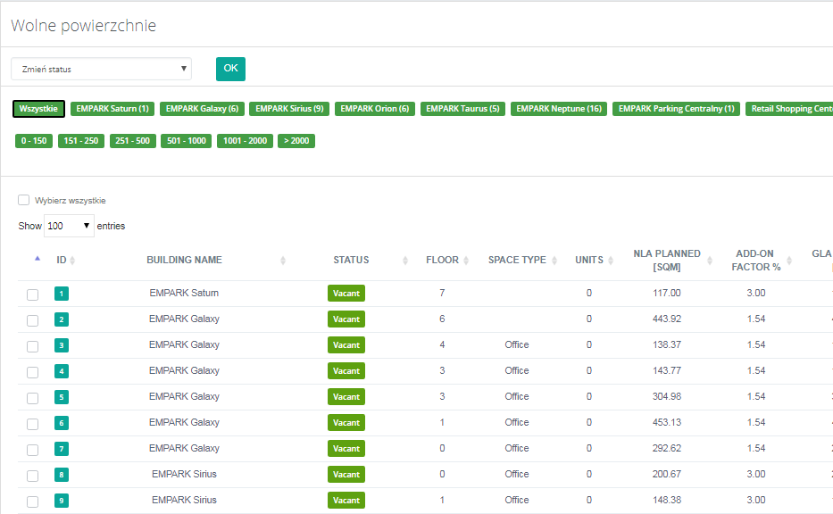  PropertyDesk Raport Wolnych powierzchni dla Asset Managera
